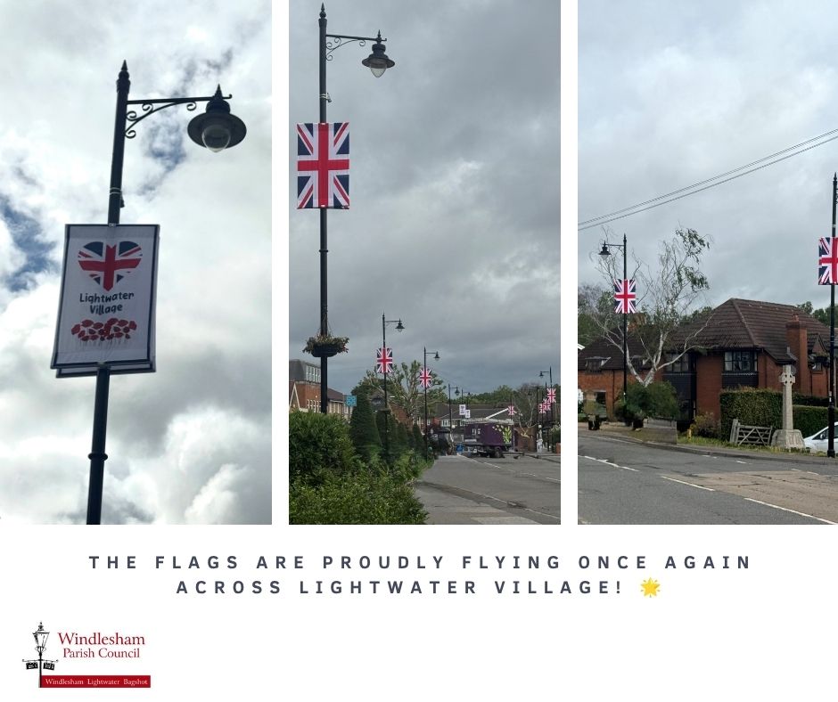 Lightwater Village Flags and Planters – Summer Display
