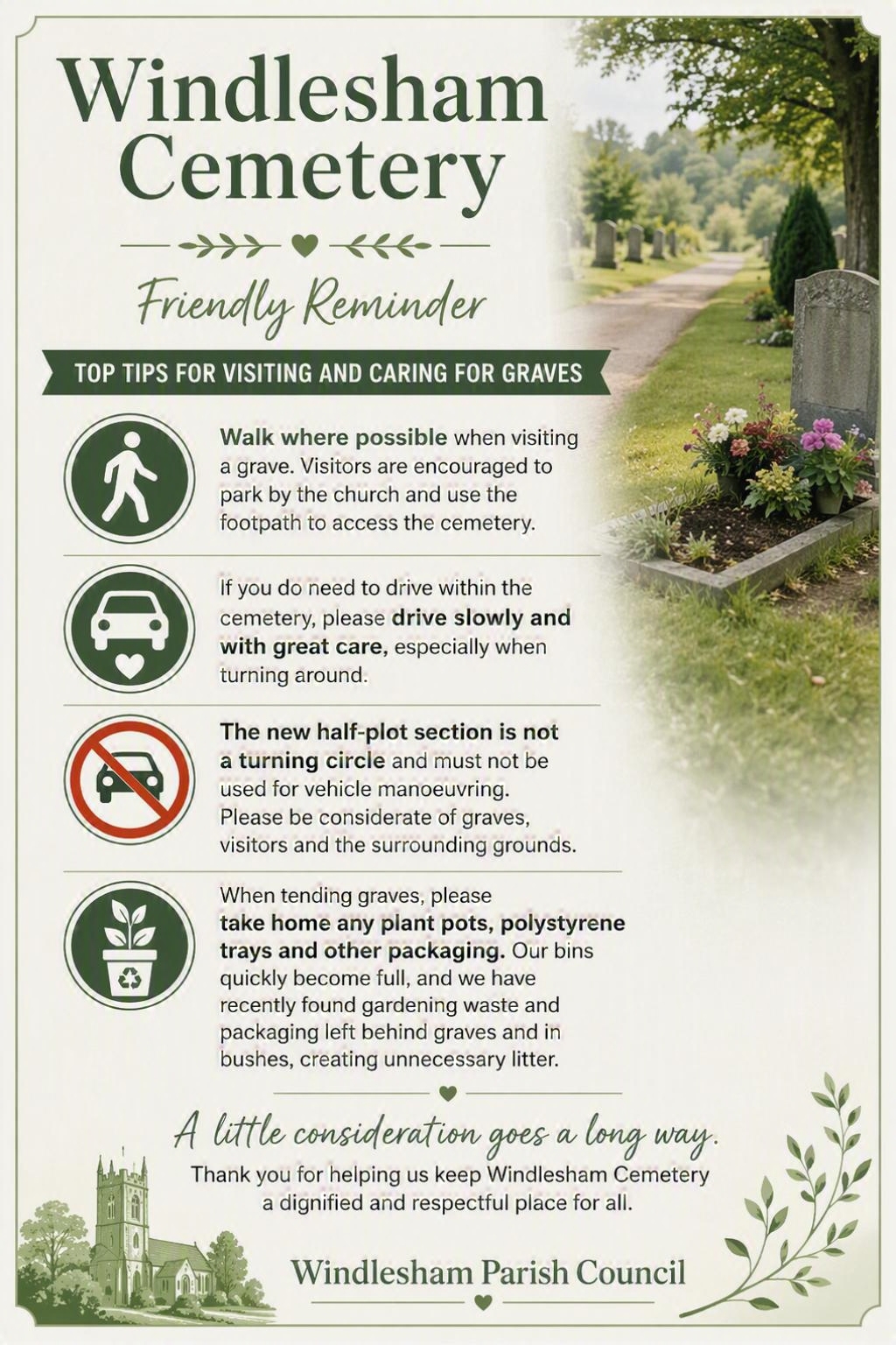 Windlesham Cemetery – Friendly Reminder