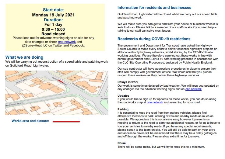 Guildford road closure